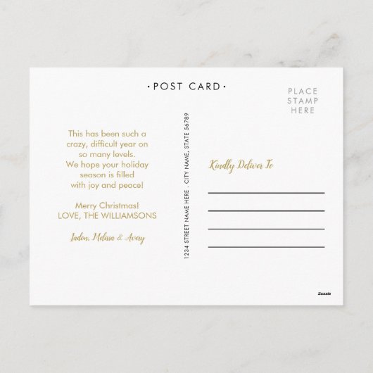 12おもしろい日のコロナ |金ゴールドクリスマスブラック シーズンポストカード (裏面)