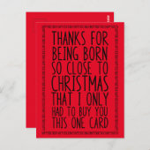 12おもしろい月の誕生日とクリスマス ポストカード (正面/裏面)