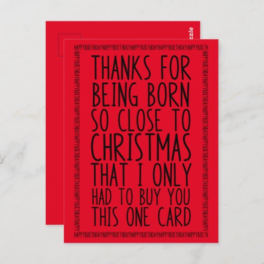 12おもしろい月の誕生日とクリスマス ポストカード (正面/裏面)