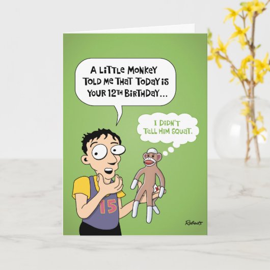 12おもしろい誕生日 カード (黄色い花)