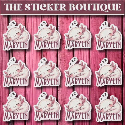 12かわいい名前をカスタムする眠るAxolotl シール