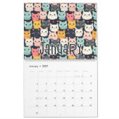 12かわいい猫シームレスなパターンデザイン カレンダー (1月 2027)