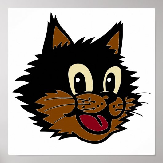 12かわいい笑顔の黒猫と茶色いけな猫 ポスター (正面)