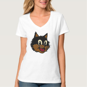 12かわいい笑顔の黒猫と茶色いけな猫 Tシャツ
