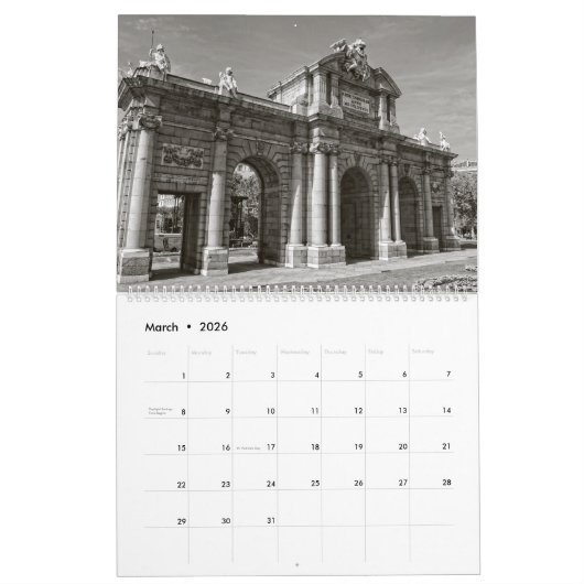 12か月のマドリッド暦 カレンダー (3月 2026)