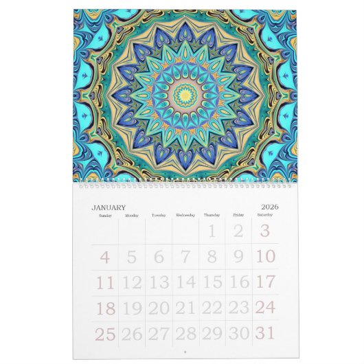 12か月の万華鏡のように千変万化するパターン予定表 カレンダー (1月 2026)