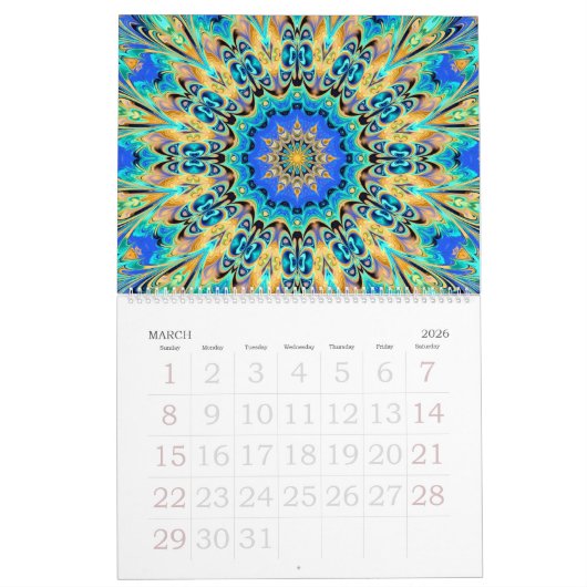 12か月の万華鏡のように千変万化するパターン予定表 カレンダー (3月 2026)