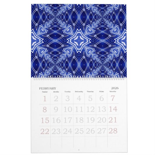 12か月の万華鏡のように千変万化するパターン予定表 カレンダー (2月 2026)