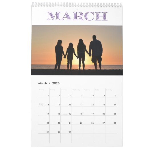 12か月の写真 カレンダー (3月 2026)