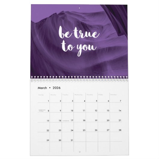 12か月の感動的引用文 カレンダー (3月 2026)