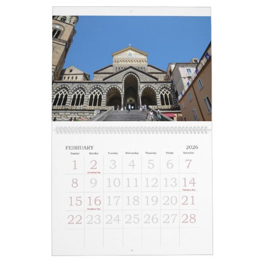 12か月の旅行イタリア写真カレンダー カレンダー (2月 2026)