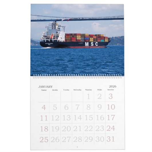 12か月の船舶とボート写真カレンダー カレンダー (1月 2026)