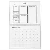 12か月カレンダーのレシピカードとショッピングリスト カレンダー (2月 2026)