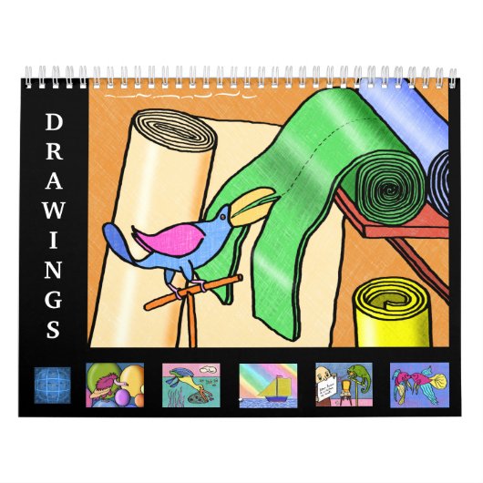 12か月カレンダーの子供っぽいスタイルスケッチ カレンダー (カバー)