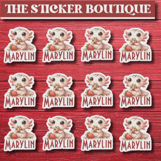 12で1つの可愛い名前をカスタムするスナックタイムアクソロトル シール