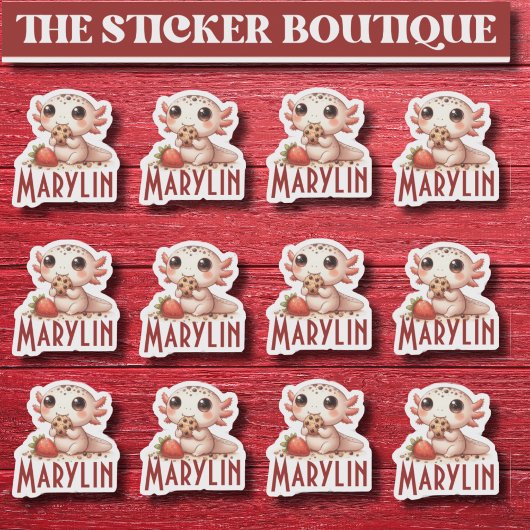 12で1つの可愛い名前をカスタムするスナックタイムアクソロトル シール