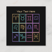 12のカラフル〔占星術の〕十二宮図シンボルや象徴 スクエア名刺 (正面)