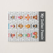 12のシンボルや象徴の(占星術の)十二宮図のパズル ジグソーパズル (横)