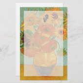 12のヒマワリの花瓶、ビンセント・ヴァン・ゴッホ。 便箋 (正面/裏面)