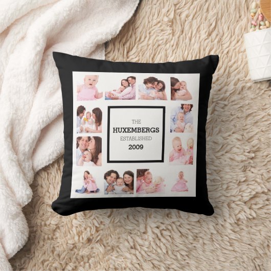 12の写真が付いているパーソナライズな家族写真の枕 クッション (ブランケット)