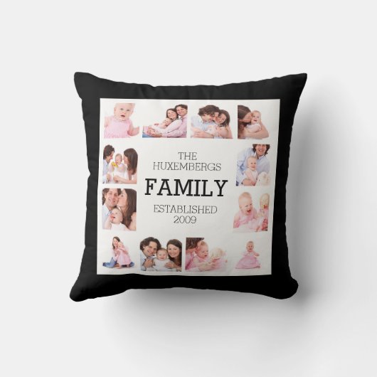 12の写真が付いているパーソナライズな家族写真の枕 クッション (裏面)