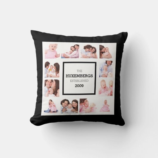 12の写真が付いているパーソナライズな家族写真の枕 クッション (正面)