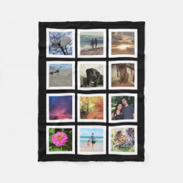 12の写真のコラージュのInstagram正方形フレームの記念品 フリースブランケット