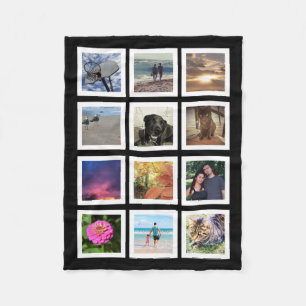 12の写真のコラージュのInstagram正方形フレームの記念品 フリースブランケット
