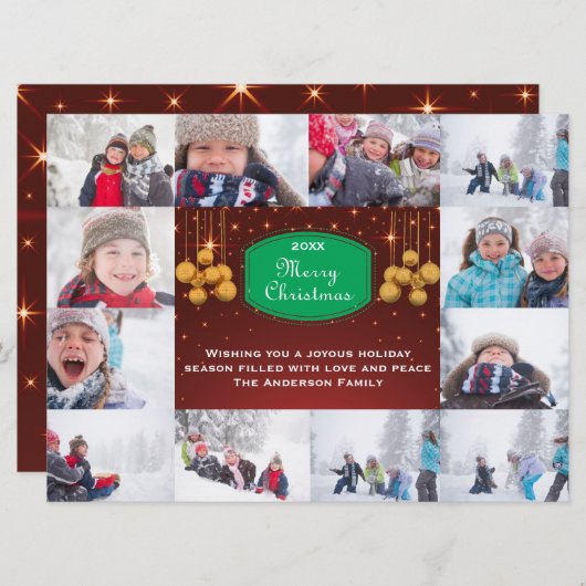 12の写真のメリークリスマスのコラージュ6x8Christmasカード シーズンカード (正面/裏面)