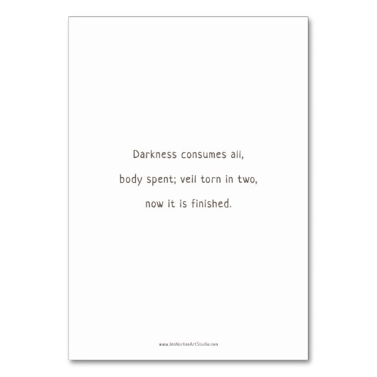 12の十字、祈りの言葉カードのイエス・キリストのダイスを配置して下さい テーブルナンバー (裏面)