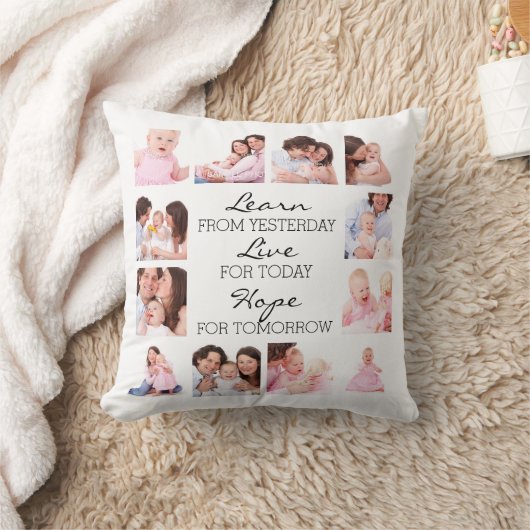 12の家族写真および感動的な引用文 クッション (ブランケット)