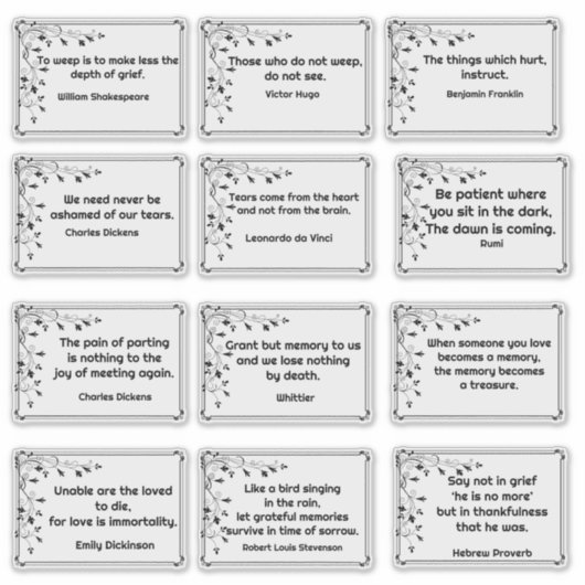 12の悲しみ引用文植物学コーナーフレームスケッチ シール (正面)