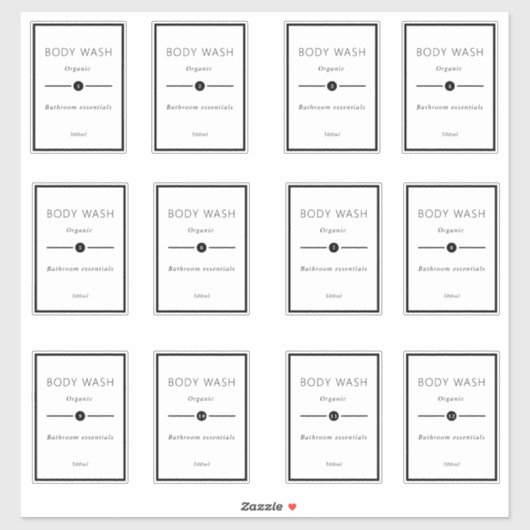 12の浴室防水パーソナライズされたラベルのセット シール (シート)