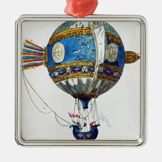 12の直径が付いている熱気球のために設計して下さい メタルオーナメント (正面)