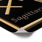 12の金ゴールド〔占星術の〕十二宮図シンボルや象徴プリント ポスター (角)