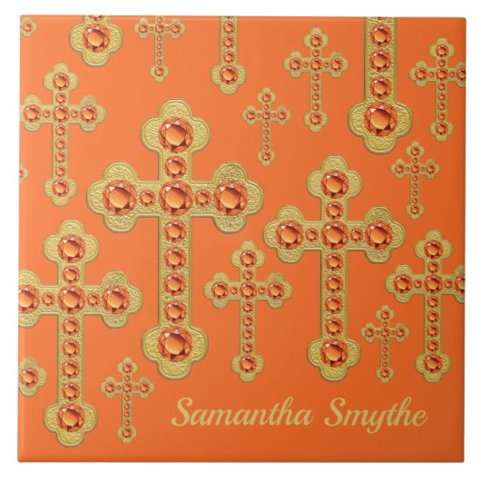 12のTopazesと出芽フェイク十字架 –  タイル (正面)