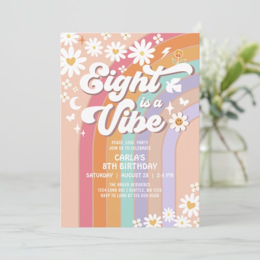 12はVibe Rainbow 12th Groovy誕生日 招待状 (スタンド正面)