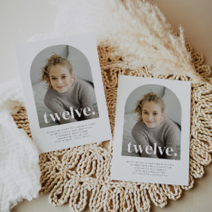 12アーチ型フォト誕生日 招待状
