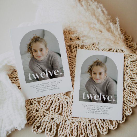 12アーチ型フォト誕生日 招待状