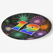 12イベント-おもしろいカラフル、はっきりした、虹12 ペーパープレート (アングル)