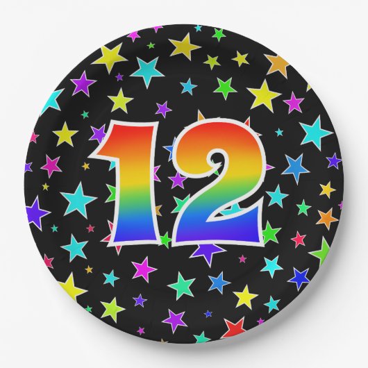 12イベント:レインはっきりしたボー12カラフル,おもしろい ペーパープレート (正面)