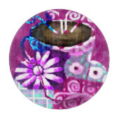 12インチガラス切削板付き/抽象芸術コーヒーアート カッティングボード (正面)