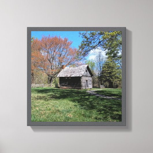 12インチx 12インチ素朴ログキャビン キャンバスプリント (正面)