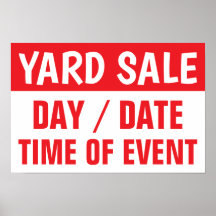 12インチX 18インチヤードセール情報紙ポスター