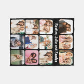 12エレガントフォトコラージュパーソナライズされたブラック フリースブランケット (正面(横))