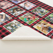 12カスタムファミリーフォトコラージュレッドバッファロープレイド シェルパブランケット (3/4)