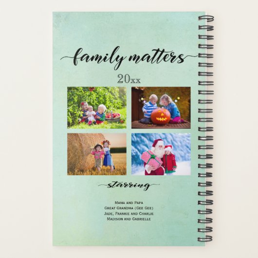 12カスタム枚の写真集 – 家族のこと毎日 プランナー手帳 (裏面)