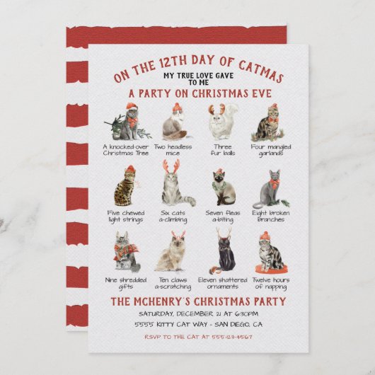 12カトマスホリデーキャットクリスマスパーティー 招待状 (正面/裏面)