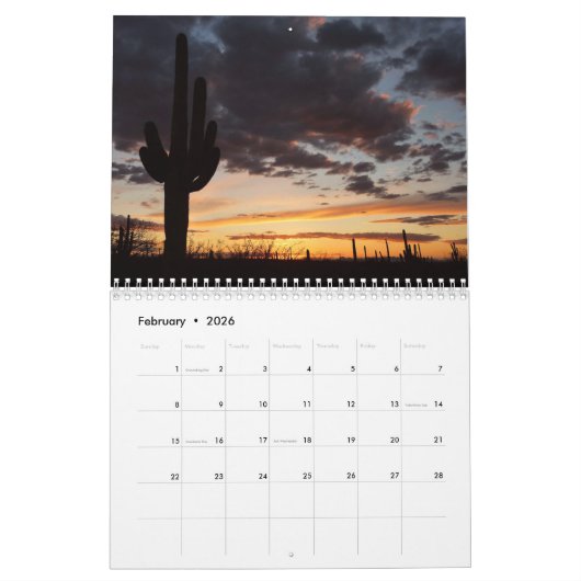 12カ月の国立公園12第4版 カレンダー (2月 2026)