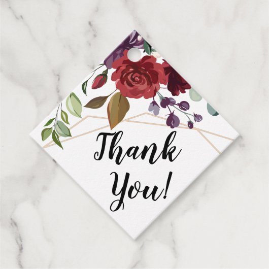 12ギフトラベルホワイトローズ金ゴールド幾何学模様 フェイバータグ (正面)